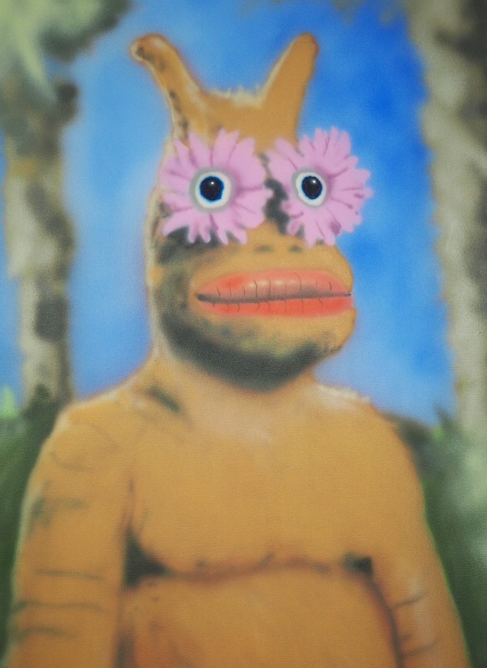 The Silent One, amongst palms, a painting by Adam S. Forsythe